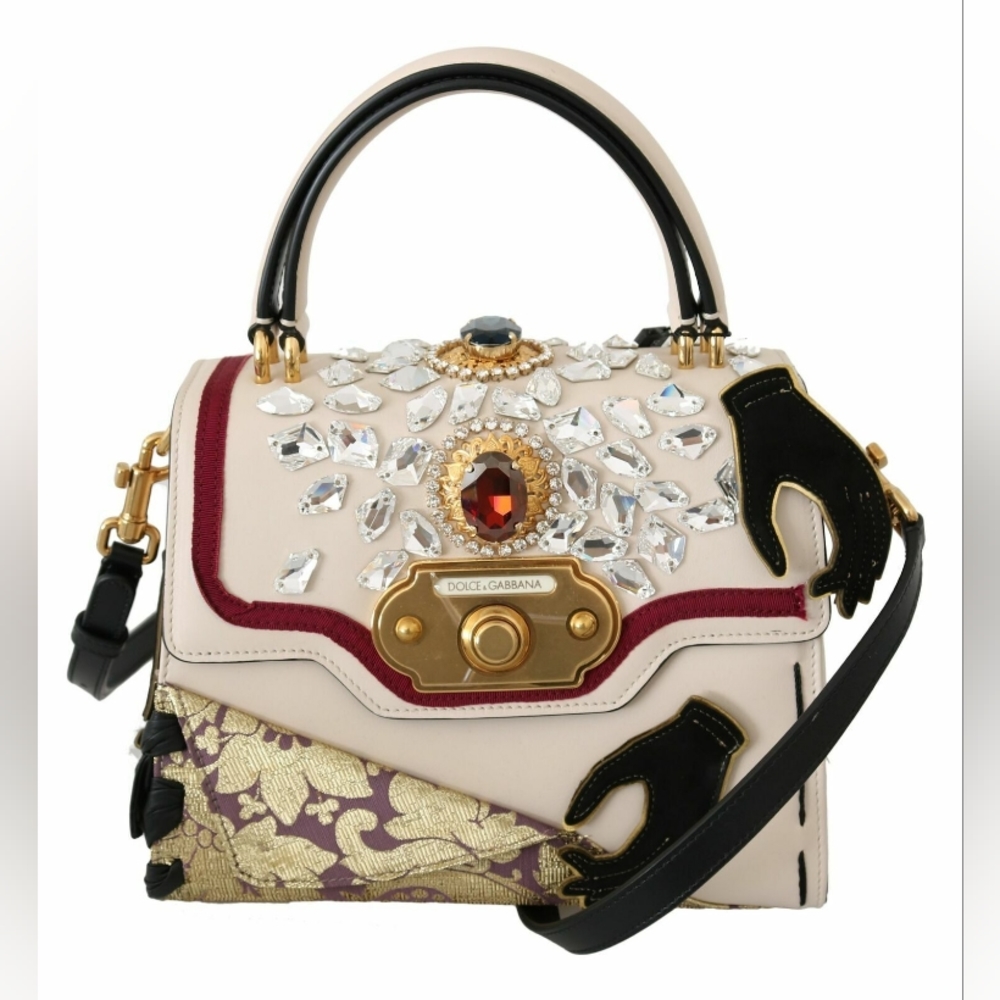 DOLCE & GABBANA Multicolor Leather Crystal Crossbody WELCOME Purse
